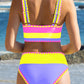 🏖️🔥LAST DAY SALE 50%OFF💃Color Contrast Patchwork Nylon Sporty 3 Piece Bikini Sets