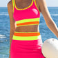 🏖️🔥LAST DAY SALE 50%OFF💃Color Contrast Patchwork Nylon Sporty 3 Piece Bikini Sets