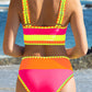 🏖️🔥LAST DAY SALE 50%OFF💃Color Contrast Patchwork Nylon Sporty 3 Piece Bikini Sets