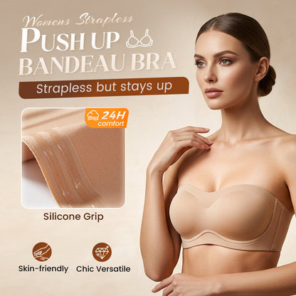 💥Limited Time Offer 60% OFF🥰💞Stay-Put Push-Up Strapless Bra – Seamless, Wireless & Ultra-Comfortable