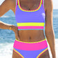 🏖️🔥LAST DAY SALE 50%OFF💃Color Contrast Patchwork Nylon Sporty 3 Piece Bikini Sets