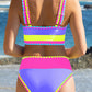 🏖️🔥LAST DAY SALE 50%OFF💃Color Contrast Patchwork Nylon Sporty 3 Piece Bikini Sets
