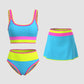 🏖️🔥LAST DAY SALE 50%OFF💃Color Contrast Patchwork Nylon Sporty 3 Piece Bikini Sets
