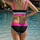🏖️🔥LAST DAY SALE 50%OFF💃Color Contrast Patchwork Nylon Sporty 3 Piece Bikini Sets