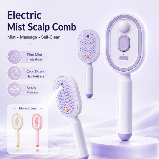 ⏳LAST DAY - 60% Off🔥ProGlide™🇬🇧 Scalp Massager Comb💆‍♀️Self-Cleaning 🧼, Tangle-Free ✂️ & Frizz-Control Hair Brush with Soothing Mist Spray