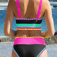 🏖️🔥LAST DAY SALE 50%OFF💃Color Contrast Patchwork Nylon Sporty 3 Piece Bikini Sets
