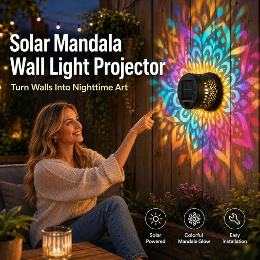 🎉Buy 1 Get 1 Free🌞💡Solar Mandala Wall Light Outdoor Garden Fence Projector Lamp Patio Ambient Decor