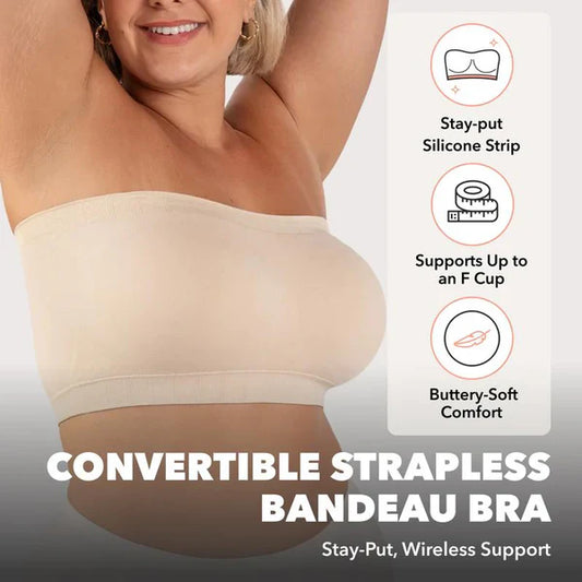 🎁Last Day-60% OFF🤩🔥Convertible Strapless Bandeau Bra with Wireless Comfort, Anti-Slip Grip & Removable Straps
