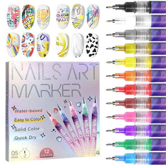 🎁Heißer Verkauf 50% OFF⏳🎨12 Farben Nailart Stifte Set